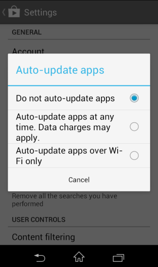 How to disable auto update of apps in Android