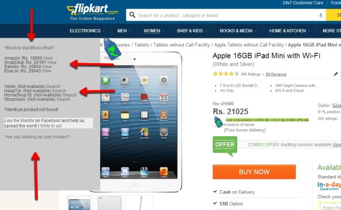 Find best deal on any product online; just install this tool named MakkhiChoose