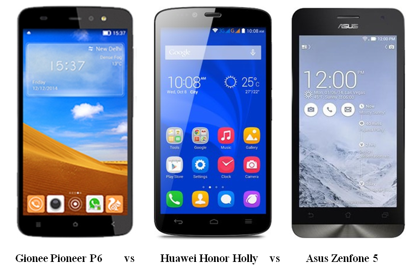 Gionee Pioneer P6 vs Huawei Honor Holly vs Asus Zenfone 5 (1)