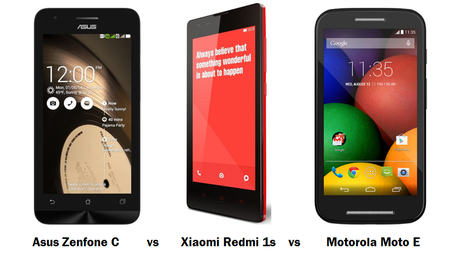 Asus Zenfone C vs Xiaomi Redmi 1s vs Motorola Moto E
