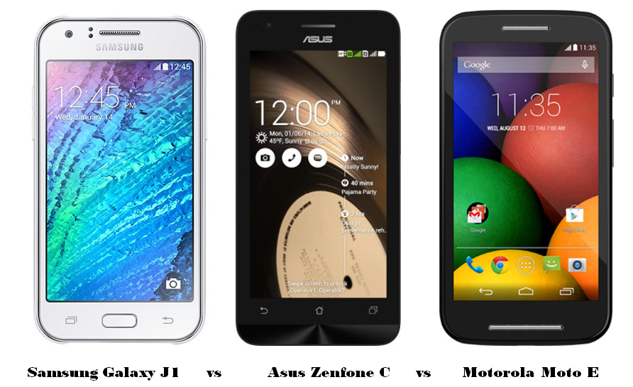 Samsung Galaxy J1 vs Asus Zenfone C vs Motorola Moto E