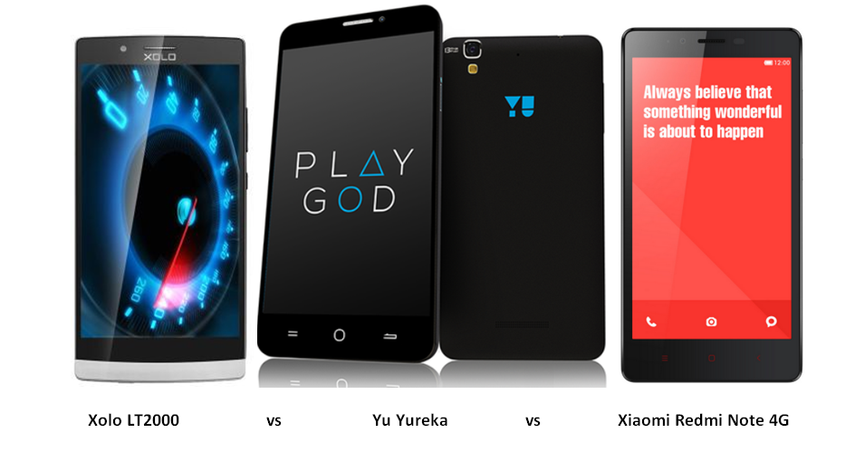 Xolo LT2000 vs Yu Yureka vs Xiaomi Redmi Note 4G-1