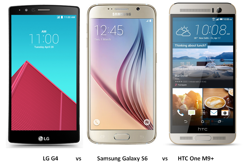 LG G4 vs Samsung Galaxy S6 vs HTC One M9+ Specs & Features Comparison