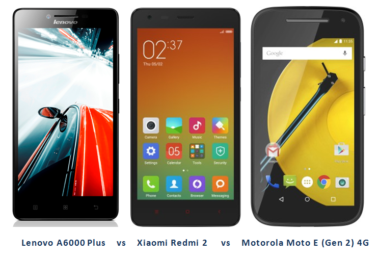 Lenovo A6000 Plus vs Xiaomi Redmi 2 vs Motorola Moto E (Gen 2) 4G (1)