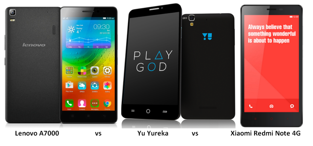Lenovo A7000 vs Yu Yureka vs Xiaomi Redmi Note 4G