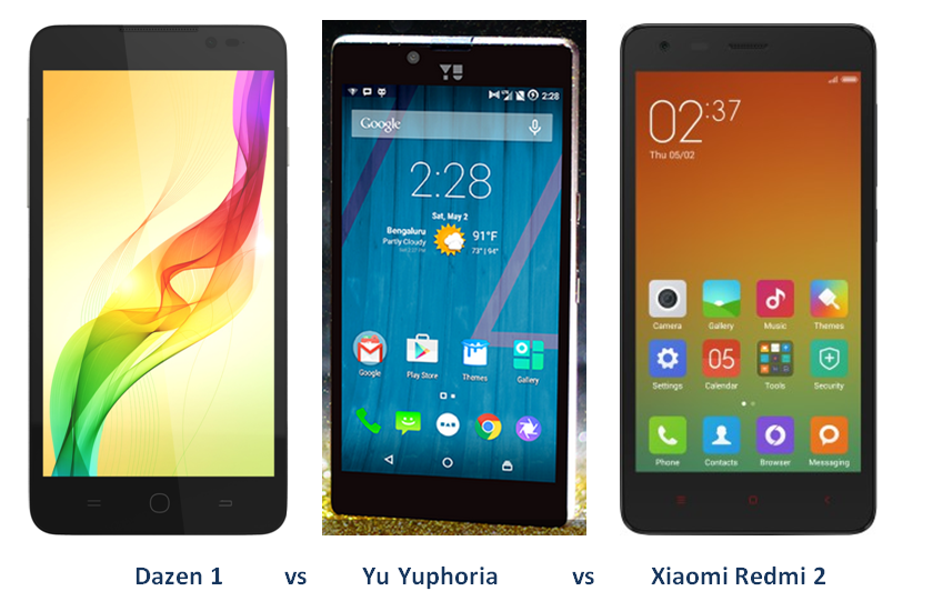 Dazen 1 vs Yu Yuphoria vs Xiaomi Redmi 2 -1
