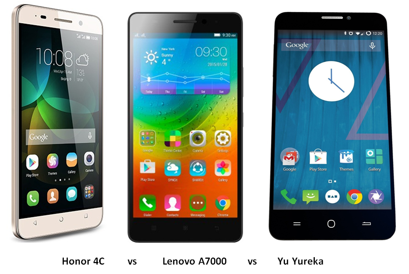 Honor 4C vs Lenovo A7000 vs Yu Yureka comparison (1)