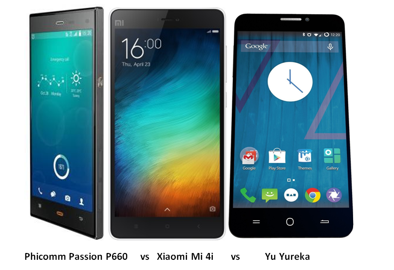 Phicomm Passion P660 vs Xiaomi Mi 4i vs Yu Yureka -1