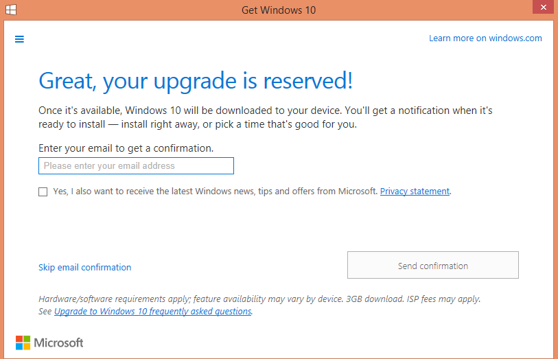 Free Upgrade To Windows 10