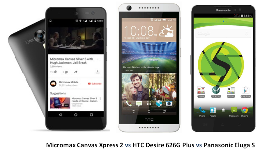 Micromax Canvas Xpress 2 vs HTC Desire 626G Plus vs Panasonic Eluga S -1