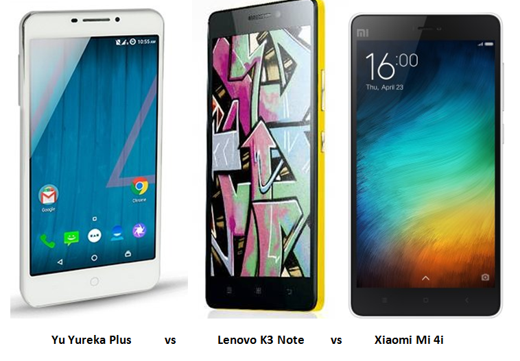 Yu Yureka plus vs lenovo k3 note vs xiaomi mi 4i -1