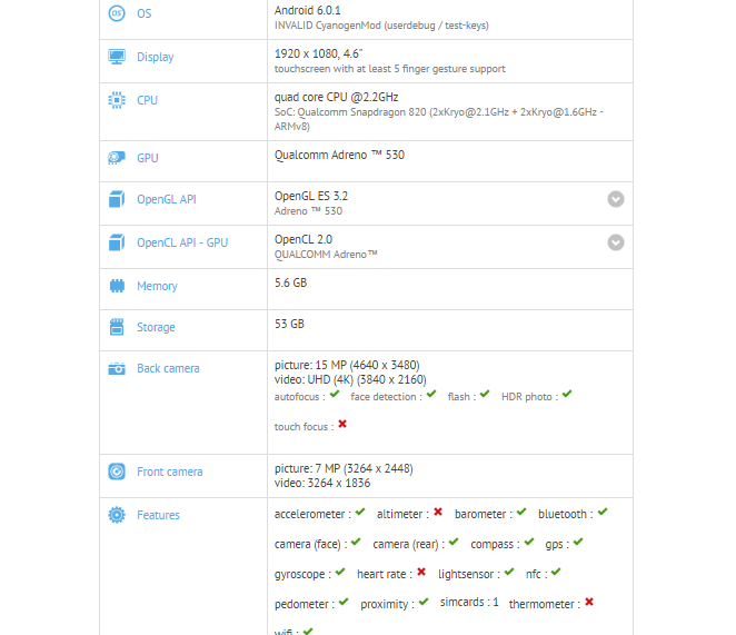 OnePlus 3 Mini GFXBench