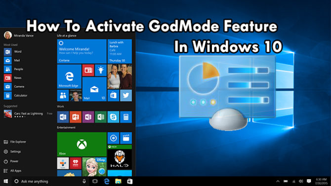 How To Activate GodMode Feature In Windows 10