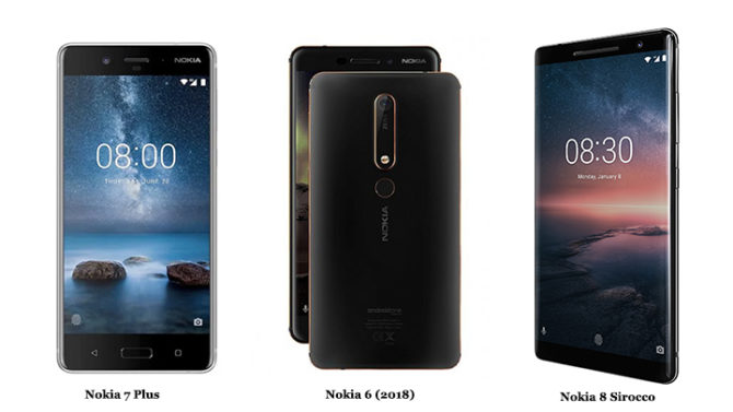 Nokia 7 Plus, Nokia 6 (2018), Nokia 8 Sirocco