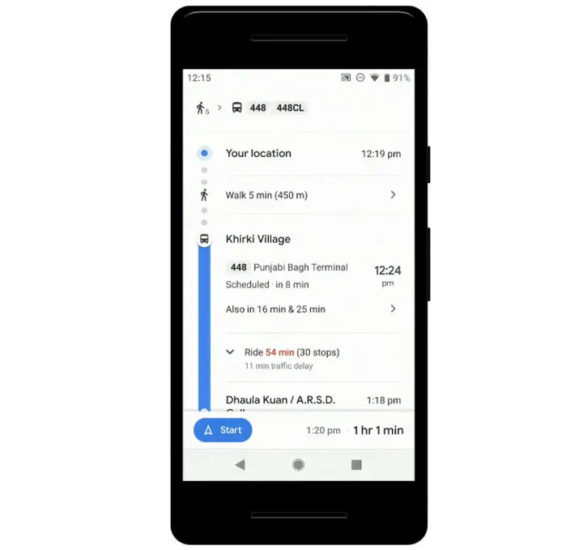 Now Google Maps Offers Mixed-mode navigation, Live Train Status