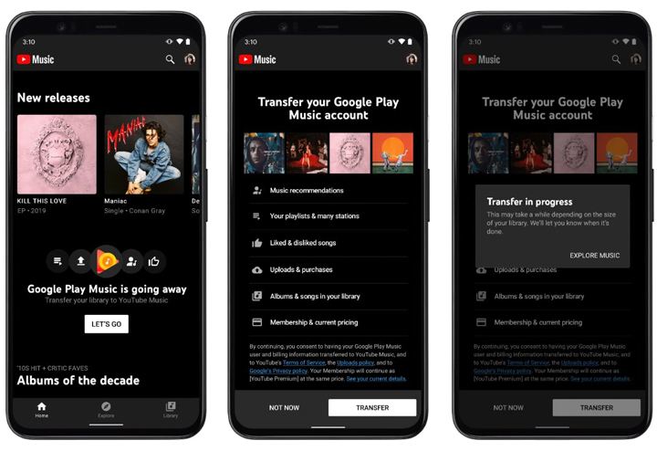 Как перенести контент из Google Play Music в YouTube Music