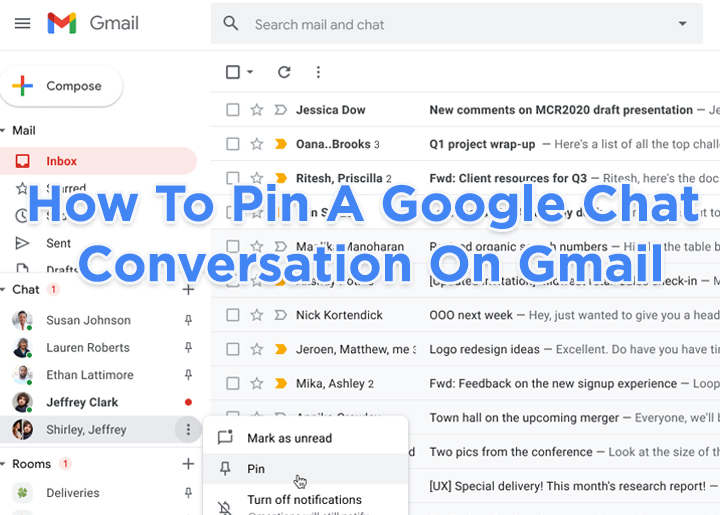 Как закрепить разговор в чате Google в Gmail